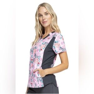 iFlex Cherokee Women’s Soft Safari Scrubs V Neck Knit Panel Top Uniform. NWT